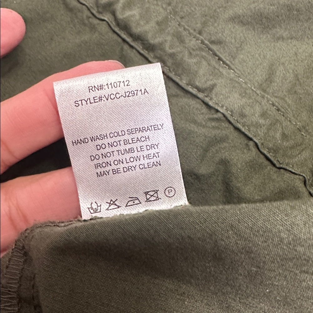 Vigoss Olive Green Embroidered Floral Sleeves Utility Jacket Womens Large - Picture 9 of 12